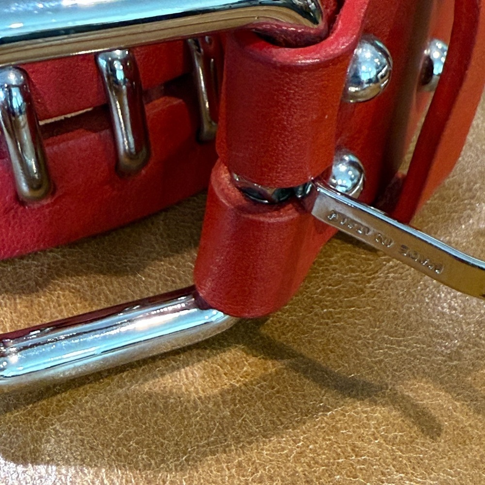 Fendi Red with Silvertone accents Vintage 1990's belt EUC - Picture 16 of 16